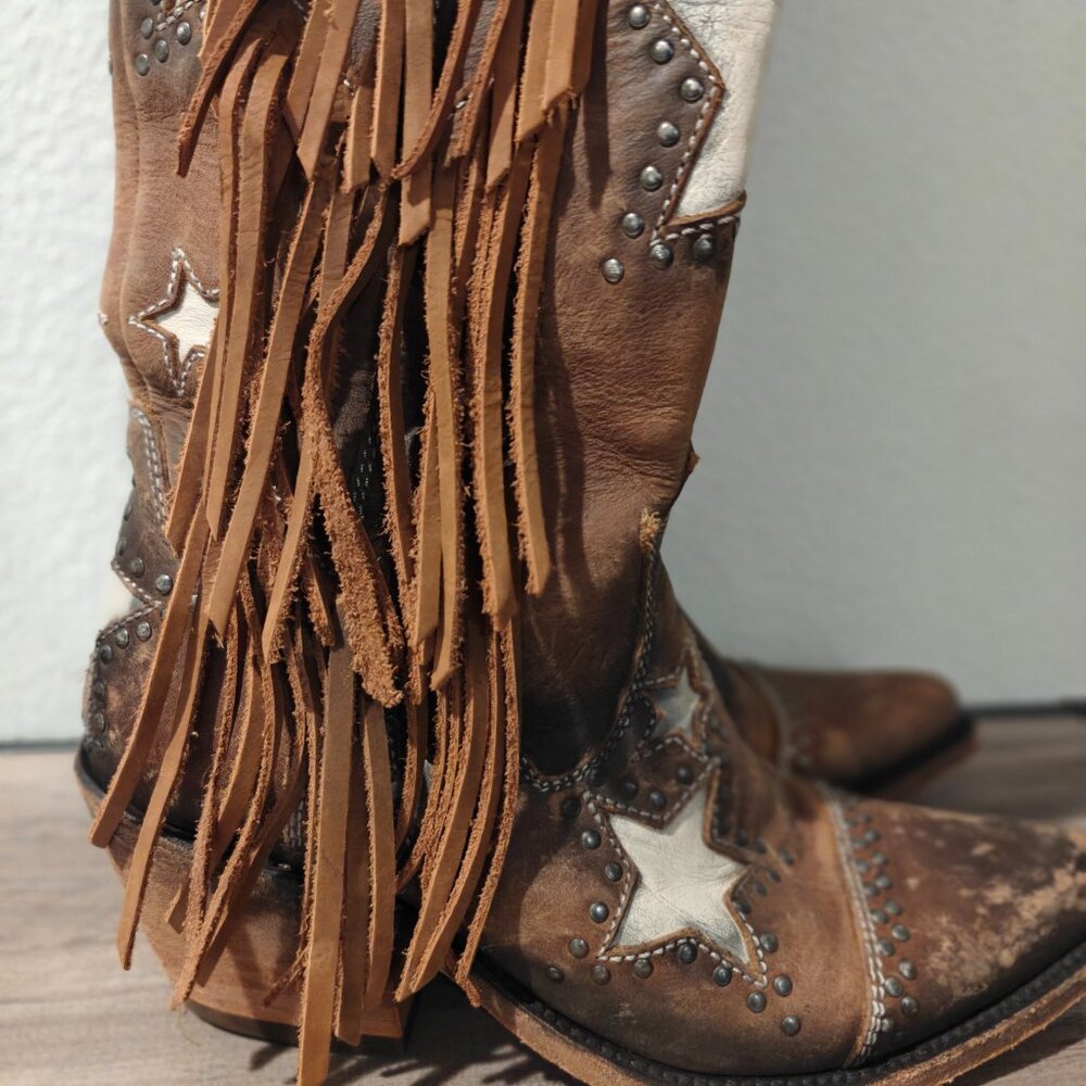 Brown Star Fringe Boots - Picture 7 of 12
